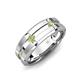 4 - Adam 7.50 mm Kite Set Evenly Spaced Princess Cut Peridot Mens Wedding band 