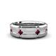 1 - Adam 7.50 mm Kite Set Evenly Spaced Princess Cut Rhodolite Garnet Mens Wedding band 