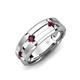 4 - Adam 7.50 mm Kite Set Evenly Spaced Princess Cut Rhodolite Garnet Mens Wedding band 