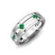 4 - Adam 7.50 mm Kite Set Evenly Spaced Princess Cut Emerald Mens Wedding band 