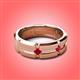 3 - Adam 7.50 mm Kite Set Evenly Spaced Princess Cut Ruby Mens Wedding band 