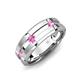 4 - Adam 7.50 mm Kite Set Evenly Spaced Princess Cut Pink Sapphire Mens Wedding band 