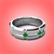 3 - Adam 7.50 mm Kite Set Evenly Spaced Princess Cut Green Garnet Mens Wedding band 