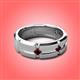 3 - Adam 7.50 mm Kite Set Evenly Spaced Princess Cut Red Garnet Mens Wedding band 