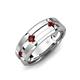 4 - Adam 7.50 mm Kite Set Evenly Spaced Princess Cut Red Garnet Mens Wedding band 