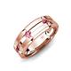 4 - Adam 7.50 mm Kite Set Evenly Spaced Princess Cut Pink Tourmaline Mens Wedding band 