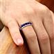 5 - Irvin 1.19 ctw Blue Sapphire 7 stone Comfort Fit Men Wedding Band (6 mm) 