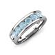 3 - Irvin 1.05 ctw Aquamarine 7 stone Comfort Fit Men Wedding Band (6 mm) 