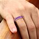 5 - Irvin 1.05 ctw Amethyst 7 stone Comfort Fit Men Wedding Band (6 mm) 