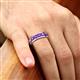 5 - Irvin 1.05 ctw Amethyst 7 stone Comfort Fit Men Wedding Band (6 mm) 