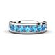 1 - Irvin 0.98 ctw Blue Topaz 7 stone Comfort Fit Men Wedding Band (6 mm) 