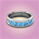 2 - Irvin 0.98 ctw Blue Topaz 7 stone Comfort Fit Men Wedding Band (6 mm) 