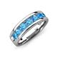 3 - Irvin 0.98 ctw Blue Topaz 7 stone Comfort Fit Men Wedding Band (6 mm) 
