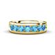 1 - Irvin 0.98 ctw Blue Topaz 7 stone Comfort Fit Men Wedding Band (6 mm) 