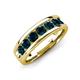 3 - Irvin 1.19 ctw London Blue Topaz 7 stone Comfort Fit Men Wedding Band (6 mm) 