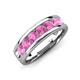 3 - Irvin 1.19 ctw Pink Sapphire 7 stone Comfort Fit Men Wedding Band (6 mm) 