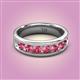 2 - Irvin 1.05 ctw Pink Tourmaline 7 stone Comfort Fit Men Wedding Band (6 mm) 