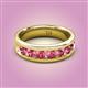 2 - Irvin 1.05 ctw Pink Tourmaline 7 stone Comfort Fit Men Wedding Band (6 mm) 