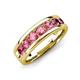 3 - Irvin 1.05 ctw Pink Tourmaline 7 stone Comfort Fit Men Wedding Band (6 mm) 