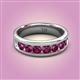 2 - Irvin 1.25 ctw Rhodolite Garnet 7 stone Comfort Fit Men Wedding Band (6 mm) 