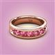 2 - Irvin 1.05 ctw Pink Tourmaline 7 stone Comfort Fit Men Wedding Band (6 mm) 