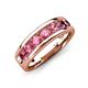 3 - Irvin 1.05 ctw Pink Tourmaline 7 stone Comfort Fit Men Wedding Band (6 mm) 