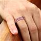 5 - Irvin 1.05 ctw Pink Tourmaline 7 stone Comfort Fit Men Wedding Band (6 mm) 