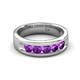 5 - Irvin 0.75 ctw Amethyst 5 stone Comfort Fit Men Wedding Band (6 mm) 