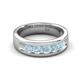 5 - Irvin 0.75 ctw Aquamarine 5 stone Comfort Fit Men Wedding Band (6 mm) 
