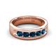 5 - Irvin 0.80 ctw Blue Diamond 5 stone Comfort Fit Men Wedding Band (6 mm) 