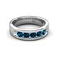 5 - Irvin 0.80 ctw Blue Diamond 5 stone Comfort Fit Men Wedding Band (6 mm) 