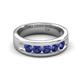 5 - Irvin 0.75 ctw Iolite 5 stone Comfort Fit Men Wedding Band (6 mm) 