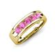 3 - Irvin 0.85 ctw Pink Sapphire 5 stone Comfort Fit Men Wedding Band (6 mm) 