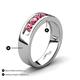 4 - Irvin 0.75 ctw Pink Tourmaline 5 stone Comfort Fit Men Wedding Band (6 mm) 