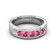5 - Irvin 0.75 ctw Pink Tourmaline 5 stone Comfort Fit Men Wedding Band (6 mm) 