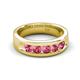 5 - Irvin 0.75 ctw Pink Tourmaline 5 stone Comfort Fit Men Wedding Band (6 mm) 