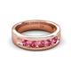 5 - Irvin 0.75 ctw Pink Tourmaline 5 stone Comfort Fit Men Wedding Band (6 mm) 