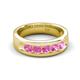 5 - Irvin 0.85 ctw Pink Sapphire 5 stone Comfort Fit Men Wedding Band (6 mm) 