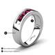 4 - Irvin 0.89 ctw Rhodolite Garnet 5 stone Comfort Fit Men Wedding Band (6 mm) 