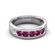 5 - Irvin 0.89 ctw Rhodolite Garnet 5 stone Comfort Fit Men Wedding Band (6 mm) 
