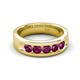 5 - Irvin 0.89 ctw Rhodolite Garnet 5 stone Comfort Fit Men Wedding Band (6 mm) 