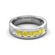 5 - Irvin 0.80 ctw Yellow Diamond 5 stone Comfort Fit Men Wedding Band (6 mm) 