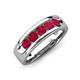 3 - Irvin 0.85 ctw Ruby 5 stone Comfort Fit Men Wedding Band (6 mm) 