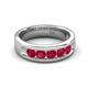 5 - Irvin 0.85 ctw Ruby 5 stone Comfort Fit Men Wedding Band (6 mm) 