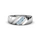 1 - Jamal Aquamarine Diagonal Three Stone Men Wedding Band (6.50 mm) 