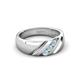 3 - Jamal Aquamarine Diagonal Three Stone Men Wedding Band (6.50 mm) 