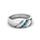 3 - Jamal Blue Diamond Diagonal Three Stone Men Wedding Band (6.50 mm) 