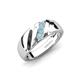 4 - Jamal Aquamarine Diagonal Three Stone Men Wedding Band (6.50 mm) 