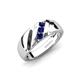 4 - Jamal Blue Sapphire Diagonal Three Stone Men Wedding Band (6.50 mm) 
