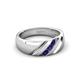 3 - Jamal Blue Sapphire Diagonal Three Stone Men Wedding Band (6.50 mm) 